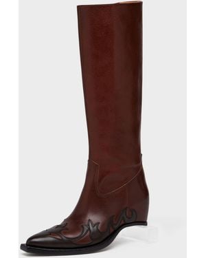 Maison Margiela Heel-Less Western Knee Boot - Brown