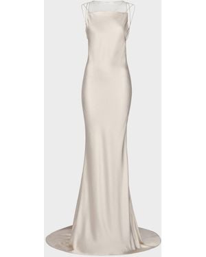 Maison Margiela Hammered Satin Gown - White