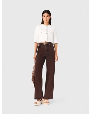 Maje Short Linen Blend Jacket - White