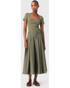 Maje Square-Neck Ribbed Sweater - Green