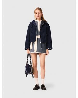 Maje Hooded Windbreaker With Rhinestones - Blue