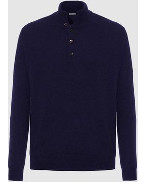 Malo IT Light Cashmere Serafino Sweater - Blue
