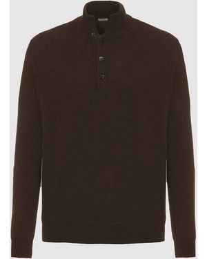 Malo IT Light Cashmere Serafino Sweater - Brown