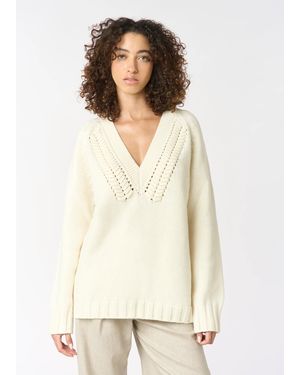Malo Cashmere V-Neck Sweater - White