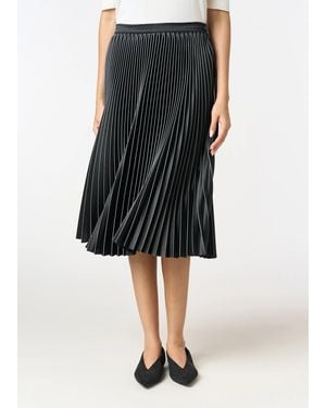 Malo Pleated Skirt With Airbrushed Print - Black