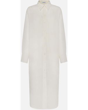 Malo Linen Shirt Dress - White