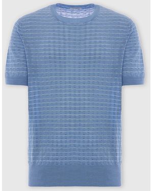 Malo Linen, Viscose And Cotton Crewneck Sweater - Blue