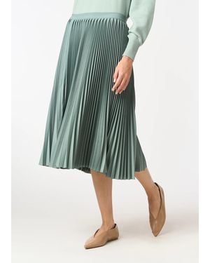 Malo Pleated Skirt With Airbrushed Print - Green