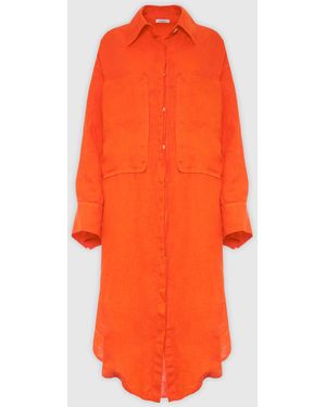 Malo Linen Dress - Orange