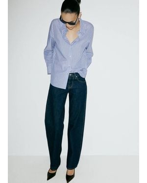 Mango Striped Cotton And Lyocell Shirt - Blue