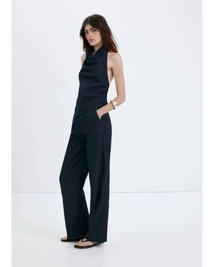 Mango High-Waisted Denim Trousers - Blue