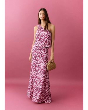 MANGO TEEN Asymmetric Printed Top - Pink