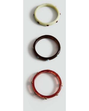 Mango Set Of 3 Combined Resin Bracelets - White