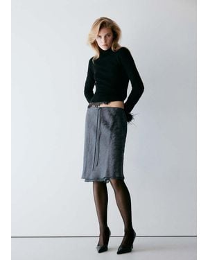 Mango Gonna Midi Jacquard Grigio