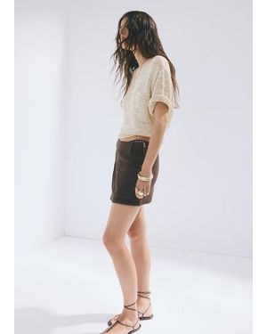 Mango Short-Sleeve Marl Knit Jumper - White