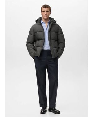 Mango Short Water-Repellent Puffer Jacket - Black