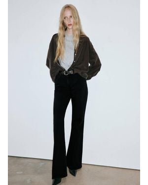 Mango High Waist Flare Jeans - Black