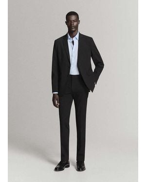 Mango Super Slim Fit Cotton Stretch Suit Shirt - Blue