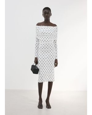 Robe Débardeur Mango En Coton - Taille S - Couleur Blanc Bleu Ciel - Occasion En Très Bon état (TBE)