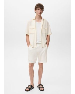 Mango Bermuda A Maglia Strutturata Bianco Sporco