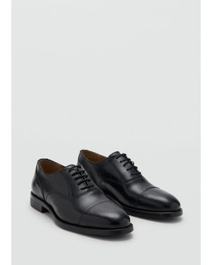 Mango Oxford Style Leather Shoe - Black