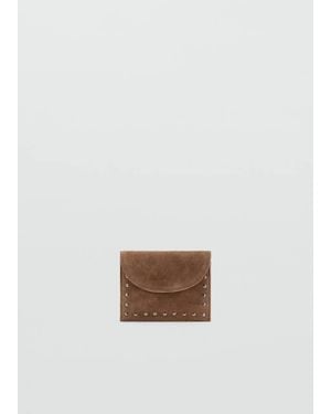 MANGO TEEN Suede Cardholder With Studs - White