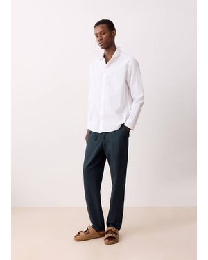 MANGO TEEN Cotton Linen Drawstring Trousers - White