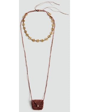 Mango Set Of 2 Combined Knit Necklaces - Metallic
