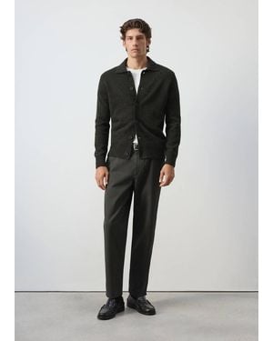 Mango Alpaca Wool Blend Knitted Shirt - Black