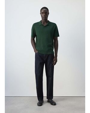 Mango Fine Knit Cotton Blend Polo - Green