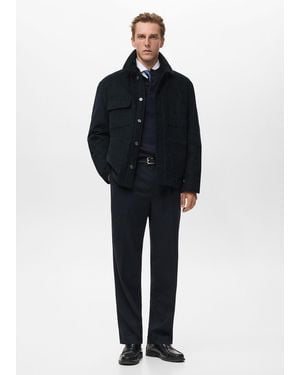 Mango Cordjacke Mit Taschen - Blau