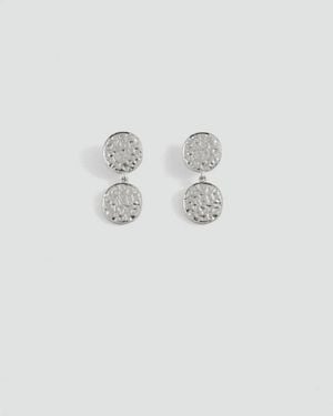 MANGO TEEN Embossed Pendant Earrings - White