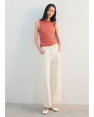 Mango Scalloped Hem Top - White