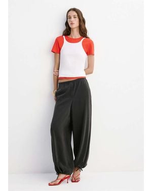 Mango Elastic Waist Harem Trousers - Black