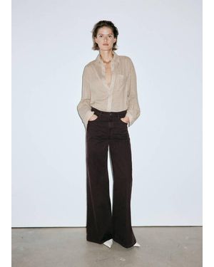 Mango High-Waisted Wideleg Jeans - White