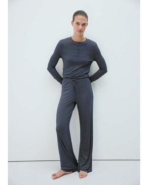 Mango Striped Pyjama Trousers With Adjustable Waistband - Blue