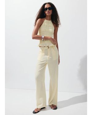 Mango Balloon Crinkle Pants - White