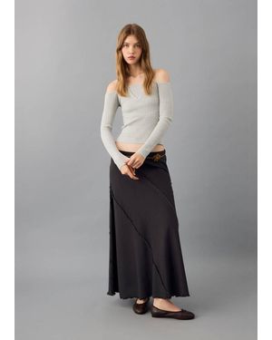 MANGO TEEN Long-Sleeved Halter-Neck Top - Grey