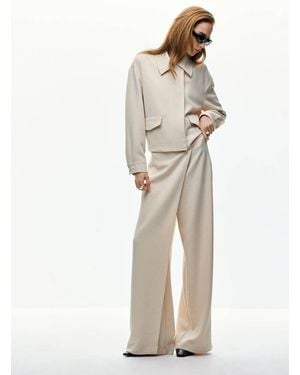 Mango Straight-Fit Wrap Pants - Natural