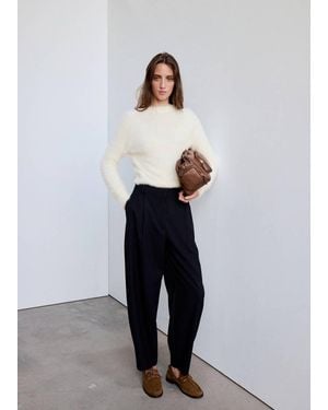 Mango Faux Fur Sweater With A Crew Neck - Multicolor