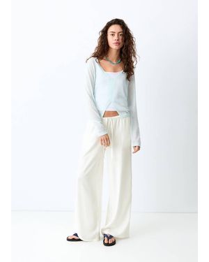 MANGO TEEN Flowy Straight-Fit Trousers - White