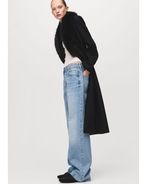 Mango Manteco Wool Coat With Fur Collar - Black