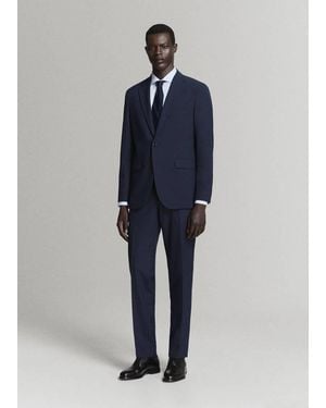 Mango Slim-Fit Cotton Poplin Suit Shirt - Blue