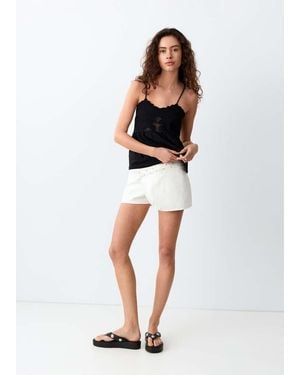 MANGO TEEN Crossed Studded Culottes - White