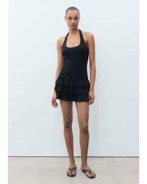 Mango Halter-Neck Ruffle Dress - Multicolor