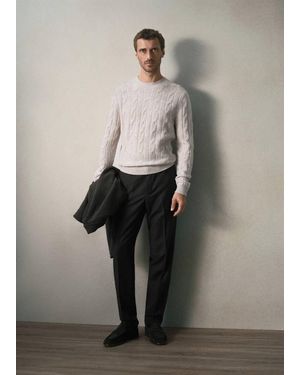 Mango Wollpullover Mit Zopfmuster - Grau