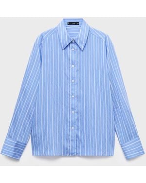 Mango Striped Straight Shirt - Blue