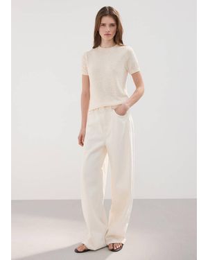 Mango Short-Sleeved Knitted Jumper - Natural