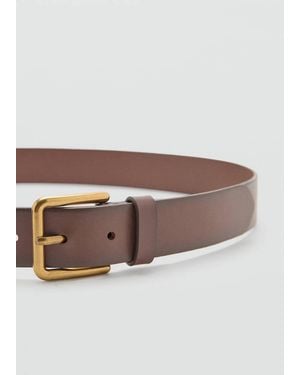 Mango Square Buckle Belt - Brown