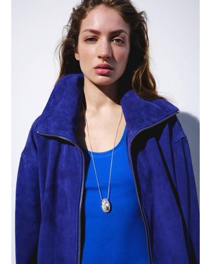 Mango Pendant Necklace With Crystal Appliqués - Blue